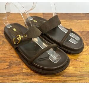 Zara Double Strap Buckle Slide Sandals Women’s 39 Brown Minimalist Casual